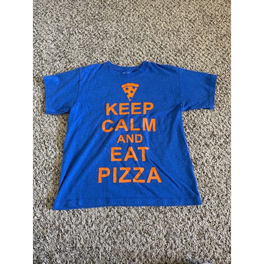 Fifth sun Boys Blue "Keep Calm and Eat Pizza" short sleeve tee size small